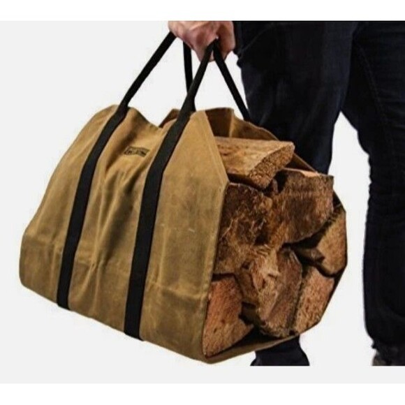 READYWARES Waxed Canvas Firewood Log Carrier Heavy Duty Classic Durable Tan NWT - Picture 3 of 9